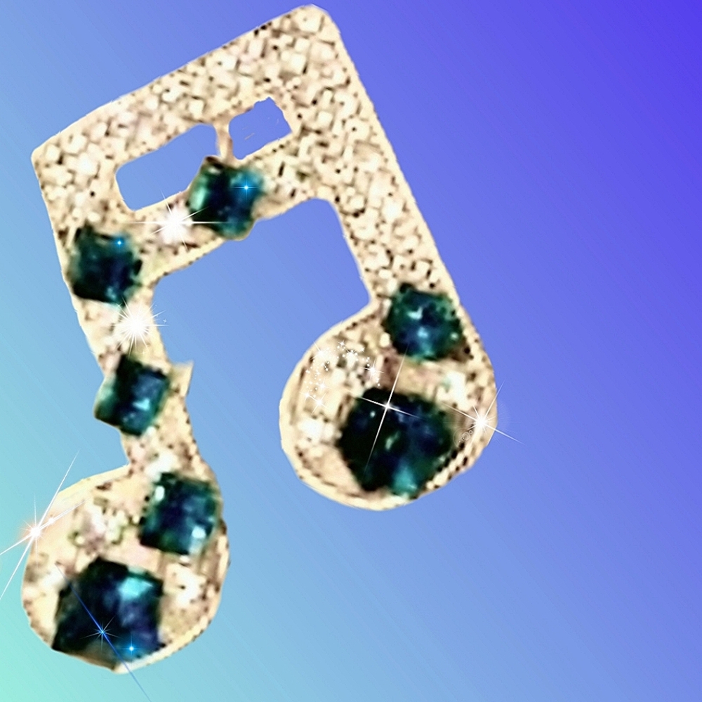 Teal & Gold Music Notes Brooches Choice